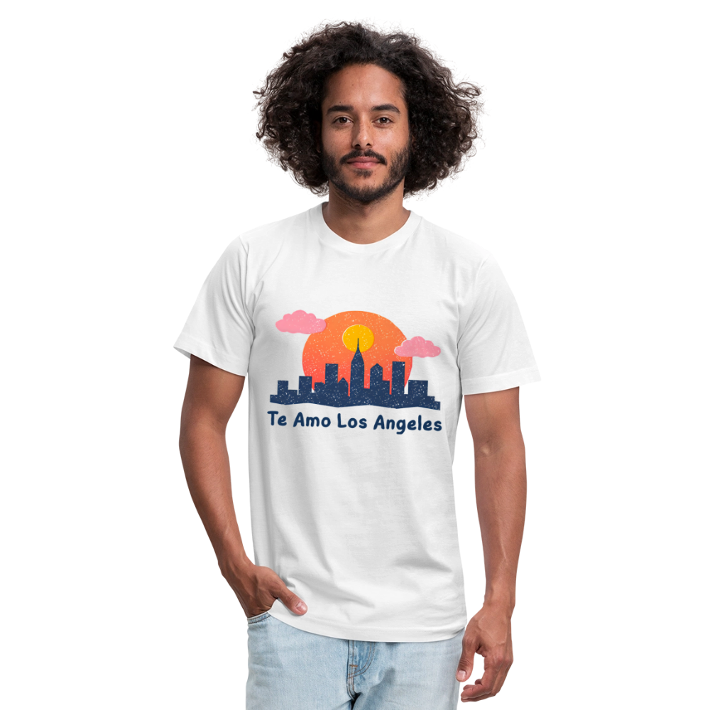 Te Amo LA Unisex Jersey T-Shirt by Bella + Canvas - white