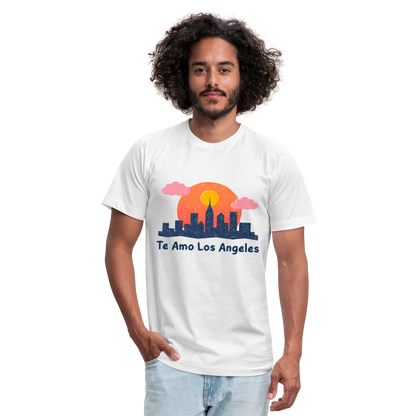 Te Amo LA Unisex Jersey T-Shirt by Bella + Canvas - white