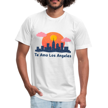 Te Amo LA Unisex Jersey T-Shirt by Bella + Canvas - white