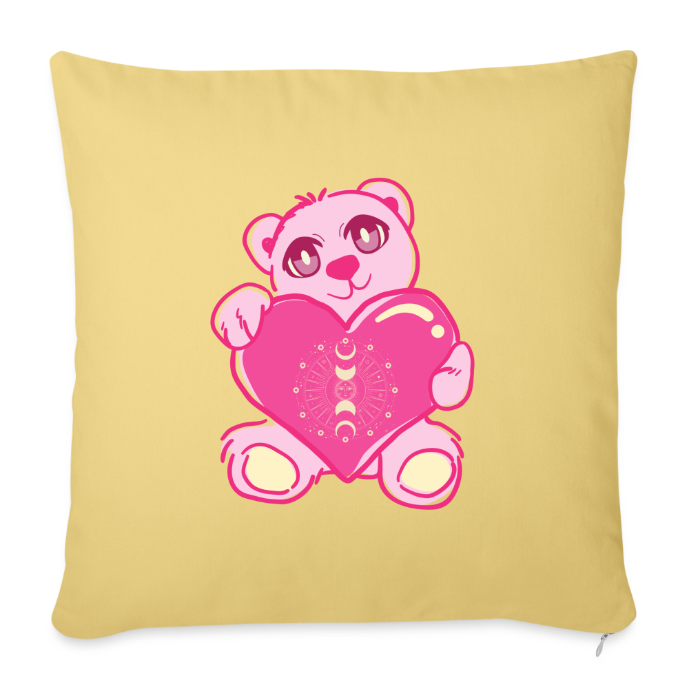 Moonbear Throw Pillow Cover 18” x 18” - washed yellow